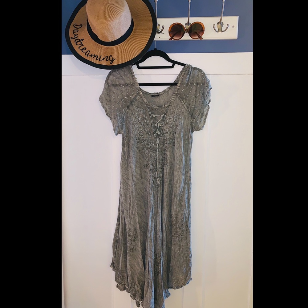 Green boho dress